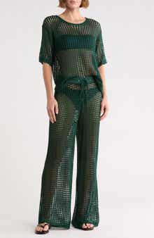 NORDSTROM RACK Open Knit Cover-Up Top & Pants Set
