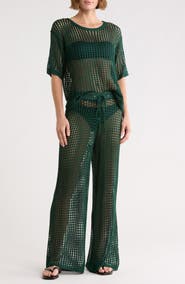 NORDSTROM RACK Open Knit Cover-Up Top & Pants Set