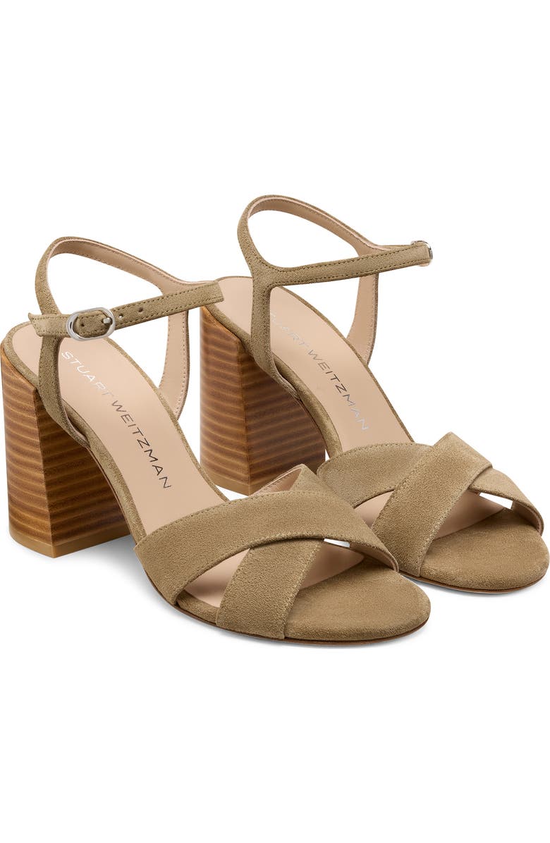 Stuart Weitzman Alyssa Ankle Strap Sandal, Alternate, color, Golden Olive/ New Camel