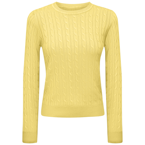 Cable Knit Ribbed Neckline Sweater