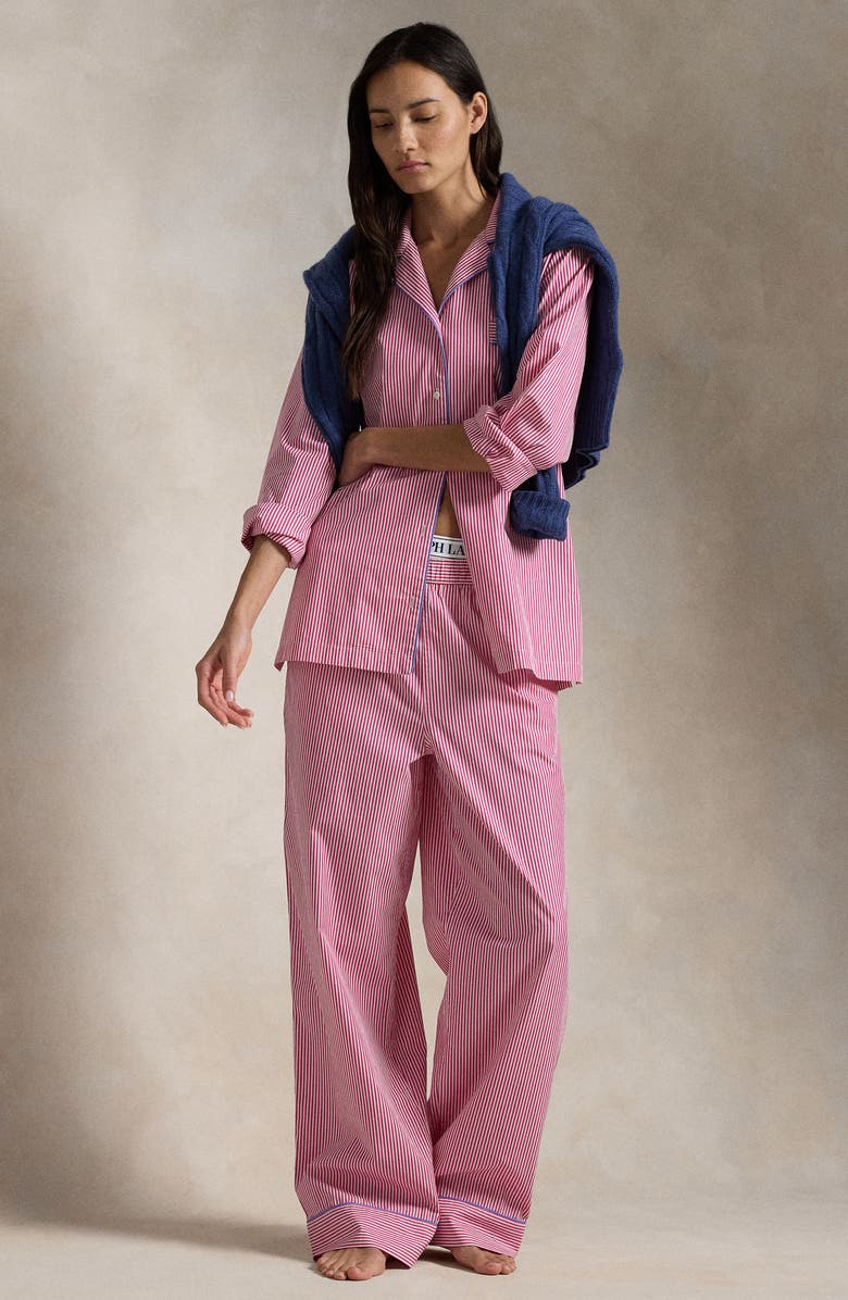 Polo Ralph Lauren Madison Stripe Cotton Pajamas, Alternate, color, College Pink