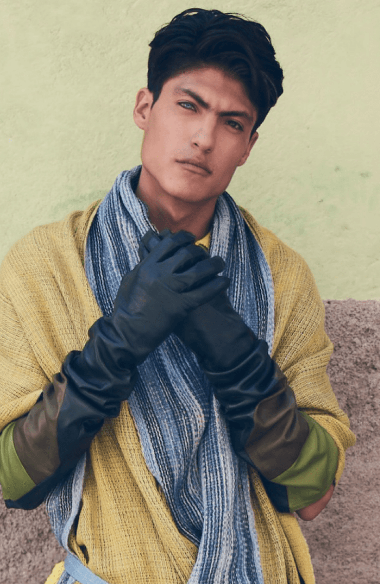 Seymoure Luxury Group Colorblock Stacked Opera Gloves, Alternate, color, Colorblock Agave