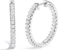 Haus of Brilliance 14K White Gold 3.00 Cttw Princess Diamond Inside Out Hoop Earrings