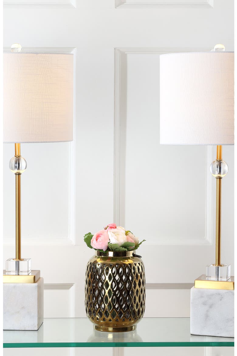 Dawson 30" Marble/Crystal LED Table Lamp, Brass, Alternate, color, White/Brass Gold