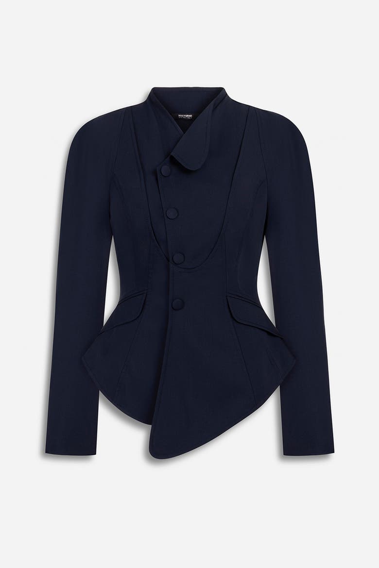 Double Breasted Stand Collar Jacket, Alternate, color, Navy