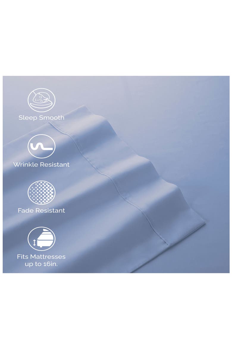 Solid 400 Thread Count Cotton Sateen Sheet Set, Alternate, color, BLUE