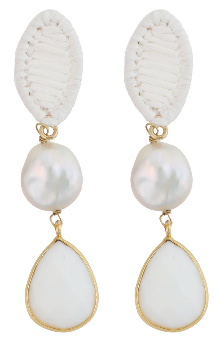 Panacea Linear Drop Earrings, Main, color, White