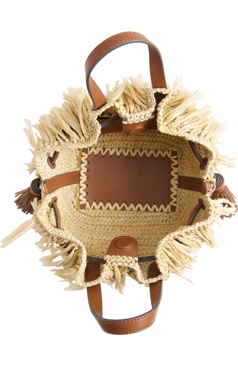 Anya Hindmarch Small Eyes Raffia Drawstring Bucket Bag, Alternate, color,