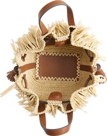 ハンドバッグ Anya Hindmarch Eyes Small Bucket Bag Anya Hindmarch Small Eyes Raffia Drawstring Bucket Bag