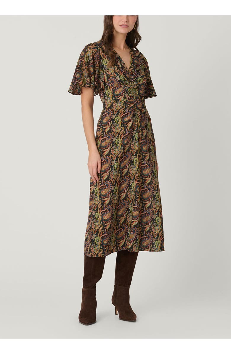 Shoshanna Drew Stony Point Paisley Dress, Main, color, Jet/Teal/Rust Multi