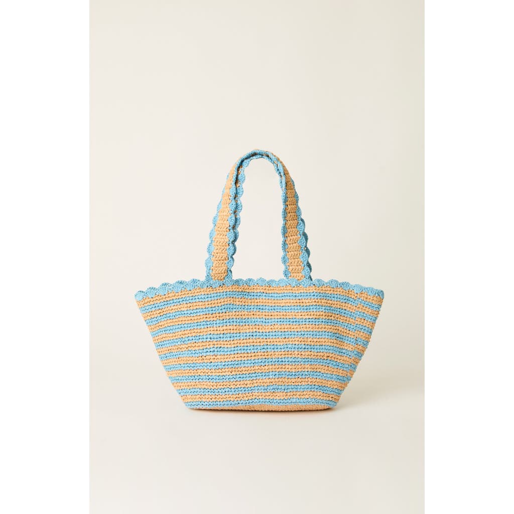 Btb Los Angeles Odesa Striped Tote In Blue Natural