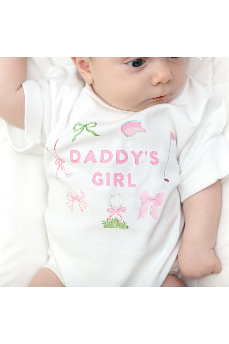 Daddy's Girl Golf Icon Short Sleeve Romper, Alternate, color, White