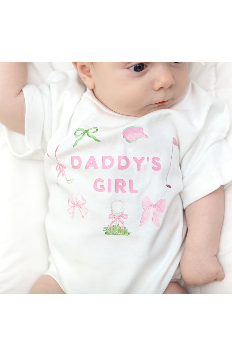 Sweet Wink Daddy's Girl Golf Icon Short Sleeve Romper, Alternate, color, White