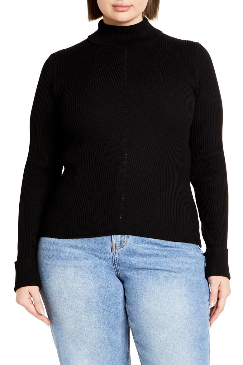 Kiki Rib Mock Neck Sweater, Main, color, BLACK