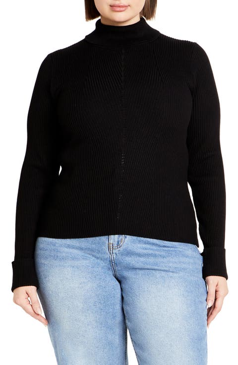 Kiki Rib Mock Neck Sweater (Plus)