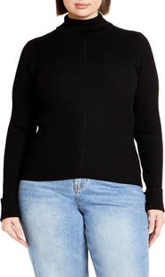 City Chic Kiki Rib Mock Neck Sweater