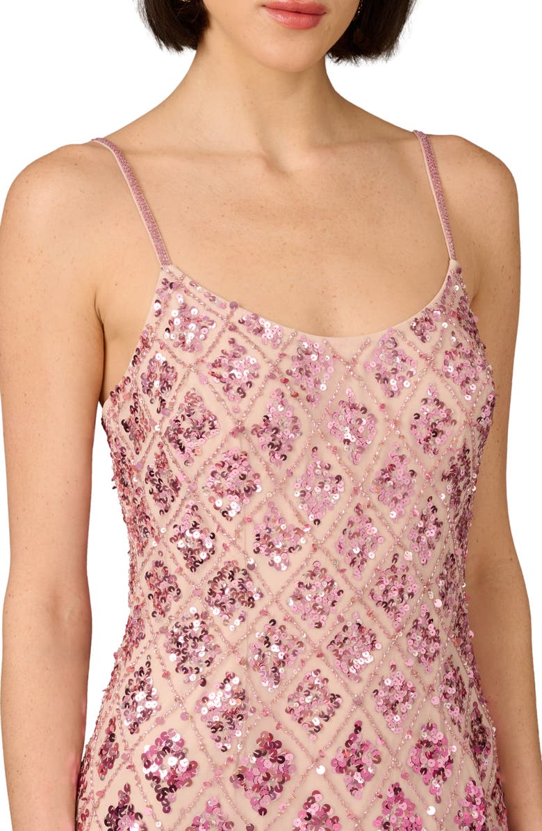 Aidan Mattox by Adrianna Papell Embellished Mesh Column Gown, Alternate, color, 