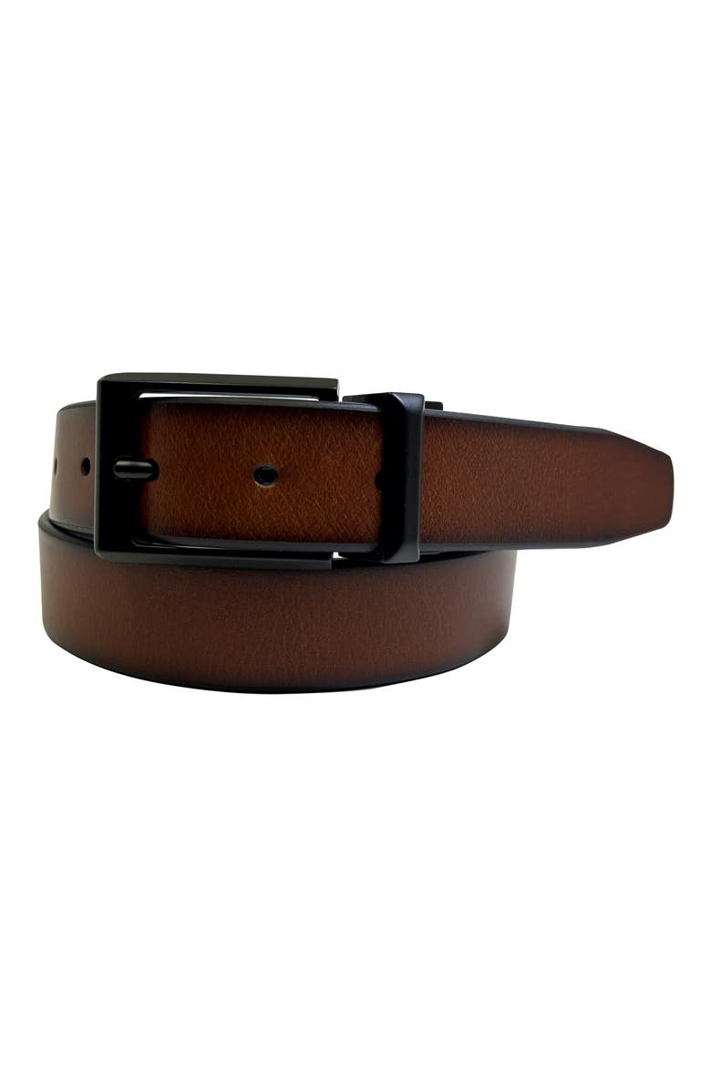 Knife Edge Reversible Leather Belt, Main, color, COGNAC/ BLACK