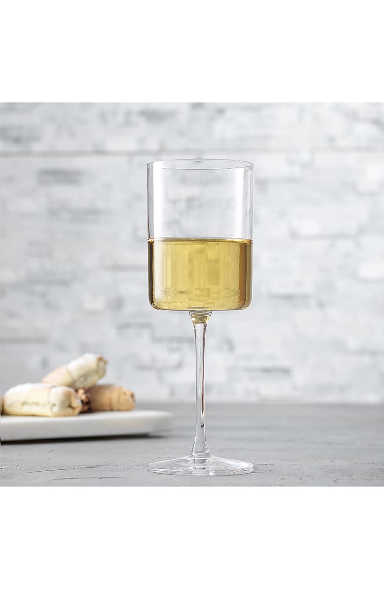 JoyJolt Claire Crystal Cylinder White Wine Glass - Set of 4, Alternate, color, Clear