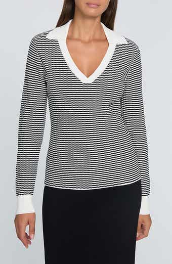 Elie Tahari The Carlotta Split Neck Sweater