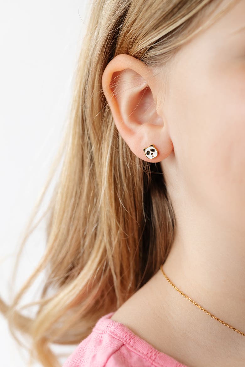 Panda Stud Earrings, Alternate, color, White/Black