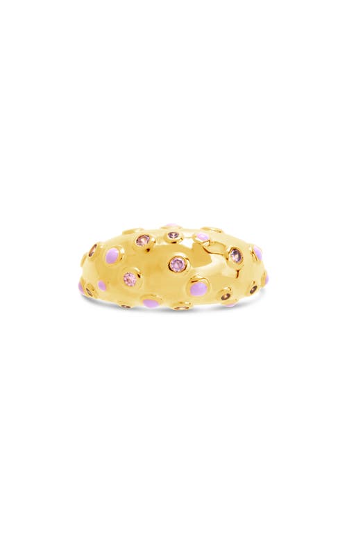 Sterling Forever Emberly Cubic Zirconia & Enamel Dot Dome Ring