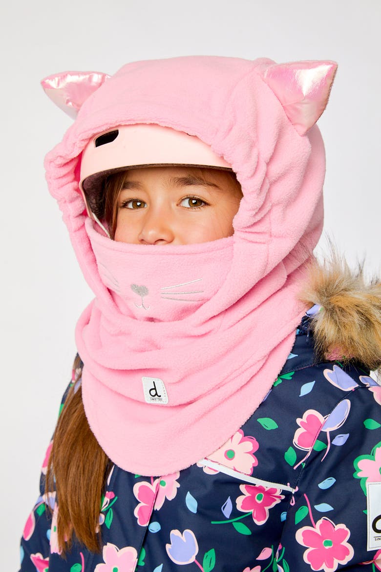 Oversized Polar Fleece Cat Ear Ski Helmet Balaclava, Alternate, color, Pink