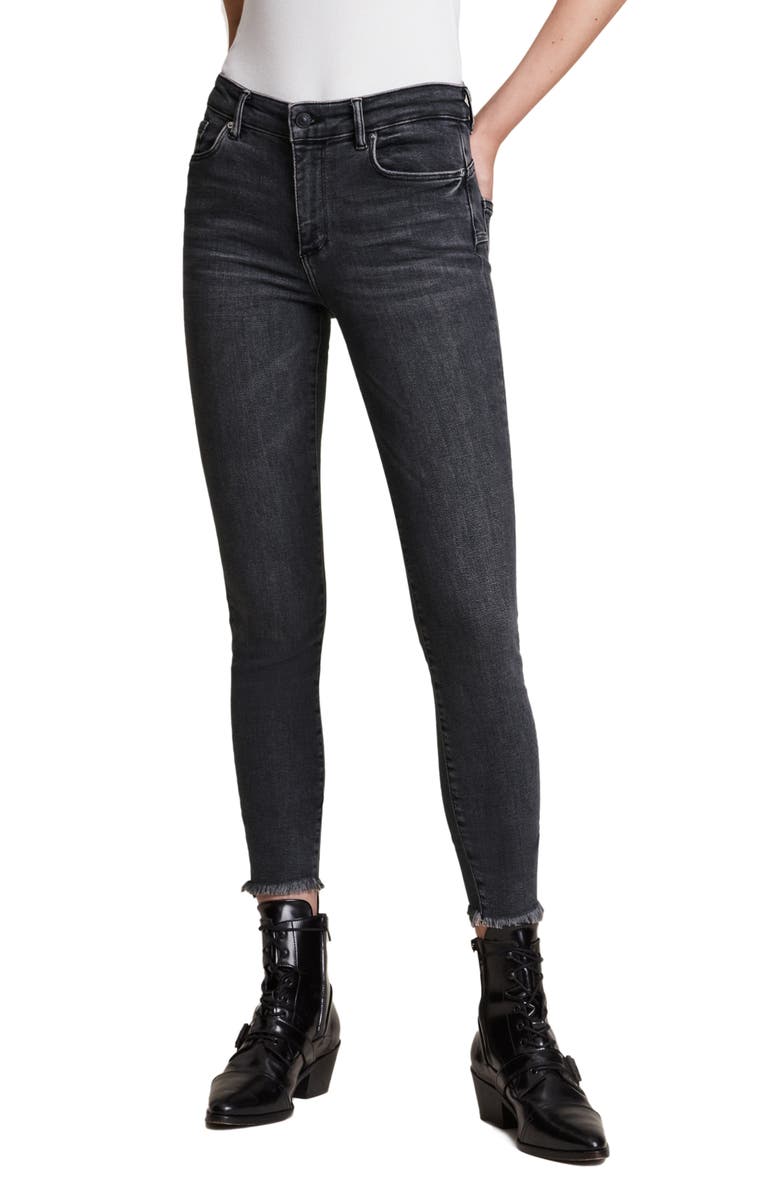 AllSaints Miller Push-Up Raw Hem Ankle Skinny Jeans, Main, color, 