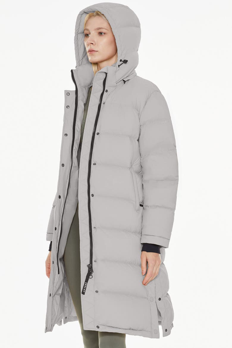 Puff-O® Mid-Length Down Puffer Jacket, Alternate, color, Gray