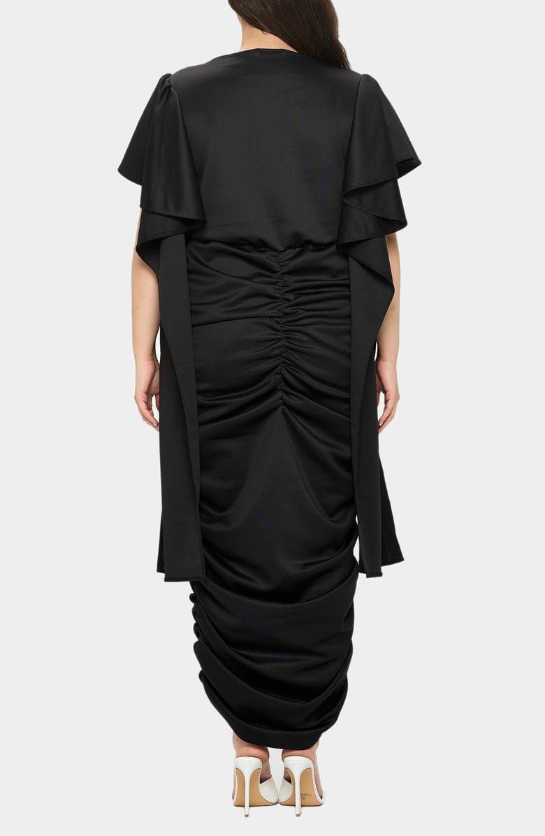 L I V D Nadia Ruched V-Neck Midi Dress, Alternate, color, Black