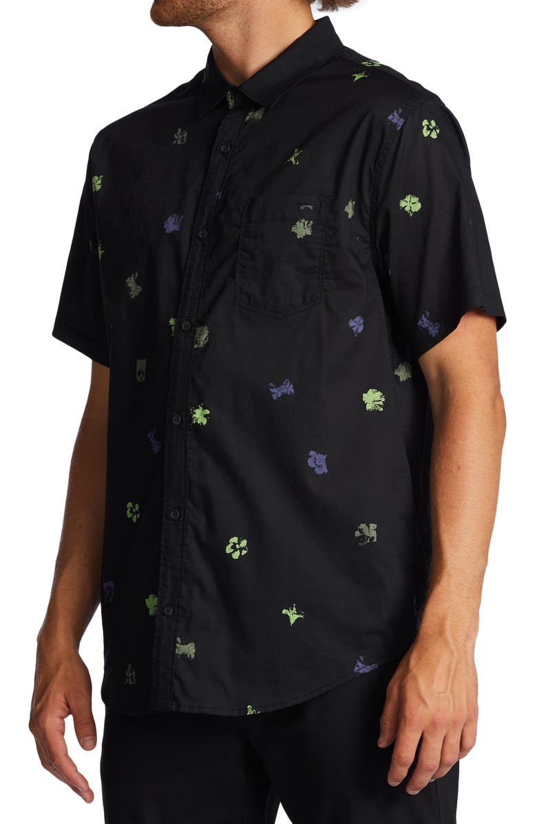 Billabong Sundays Mini Print Short Sleeve Cotton Button-Up Shirt, Alternate, color, 