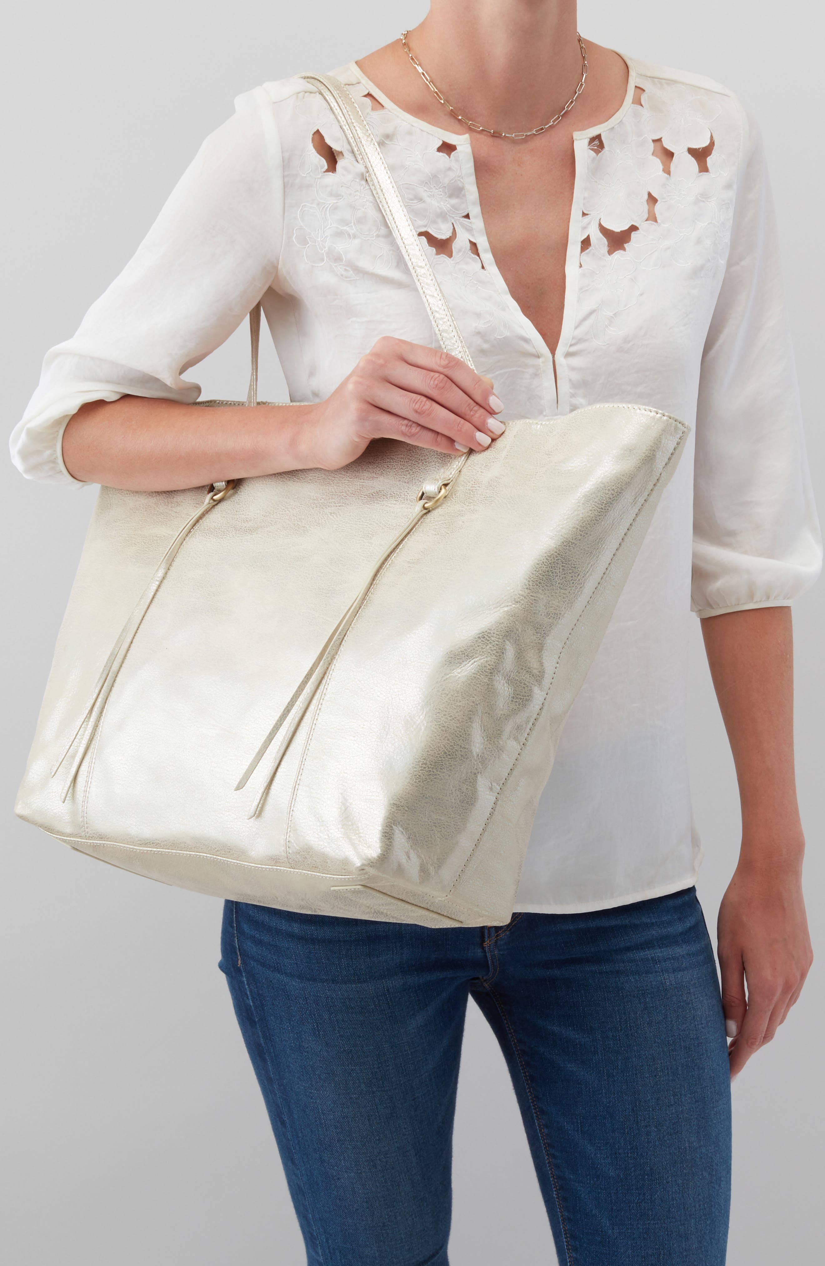 Kingston Leather Tote, Alternate, color, PEARLED SILVER
