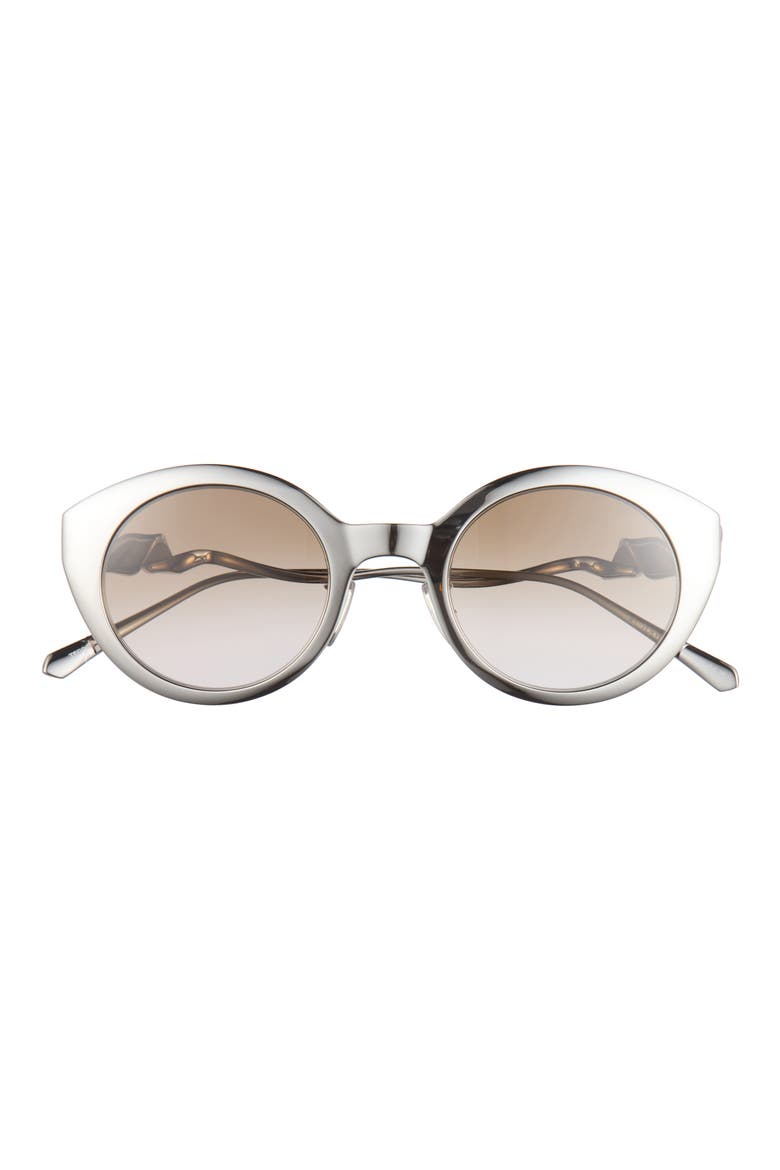 Coil 48mm Round Sunglasses, Main, color, SHINY PALLADIUM / BROWN