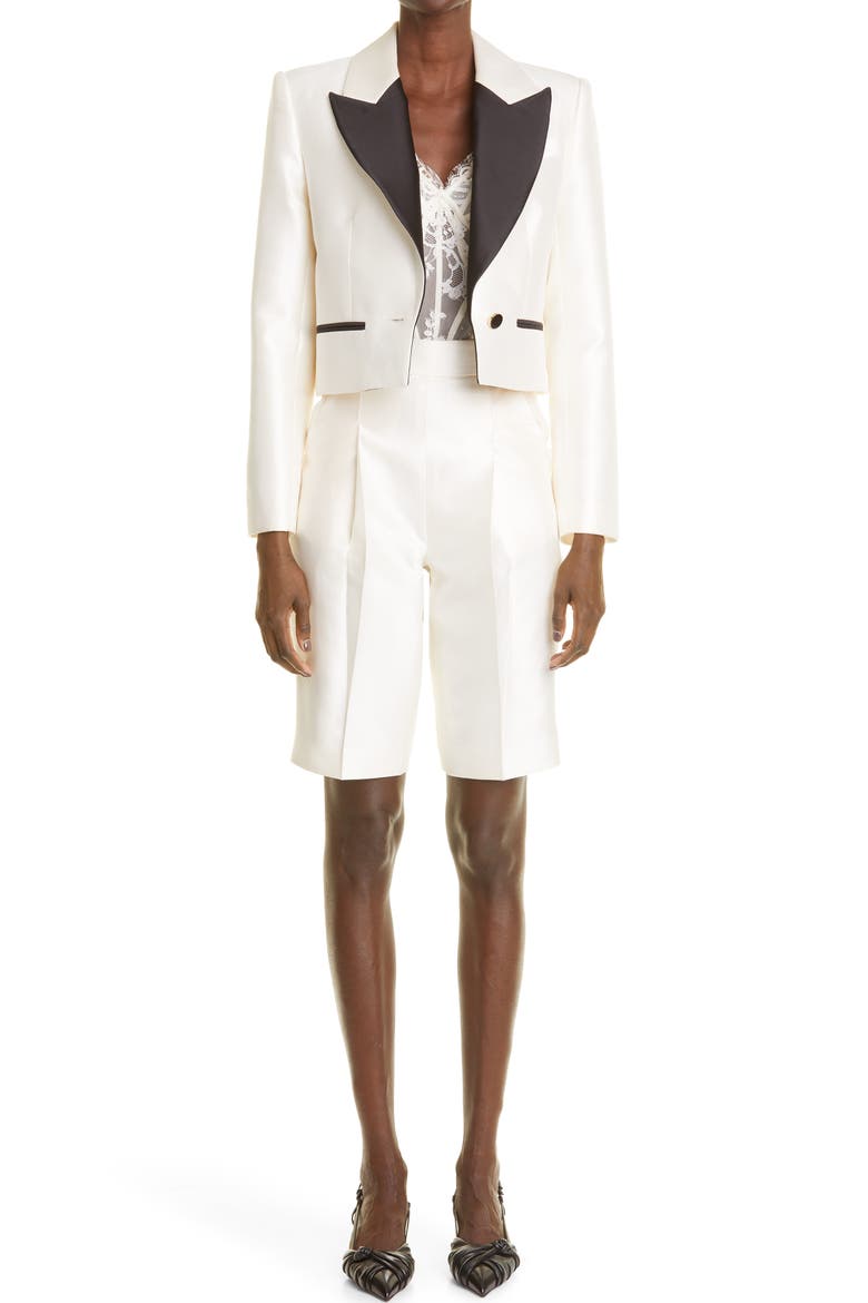 Zimmerman Dancer Wool & Silk Bermuda Shorts, Main, color, MILK