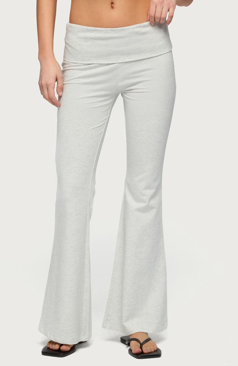 EDIKTED Naomi Foldover Flare Pants, Main, color, Gray-Melange