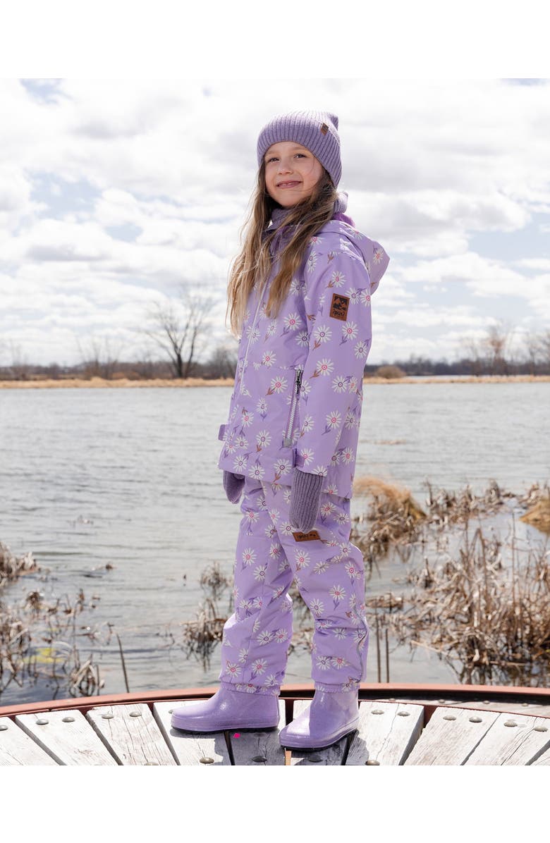 Deux par Deux 3-in-1 Two-Piece Daisy Mid-Season Outerwear Set, Alternate, color, Purple Daisy Print