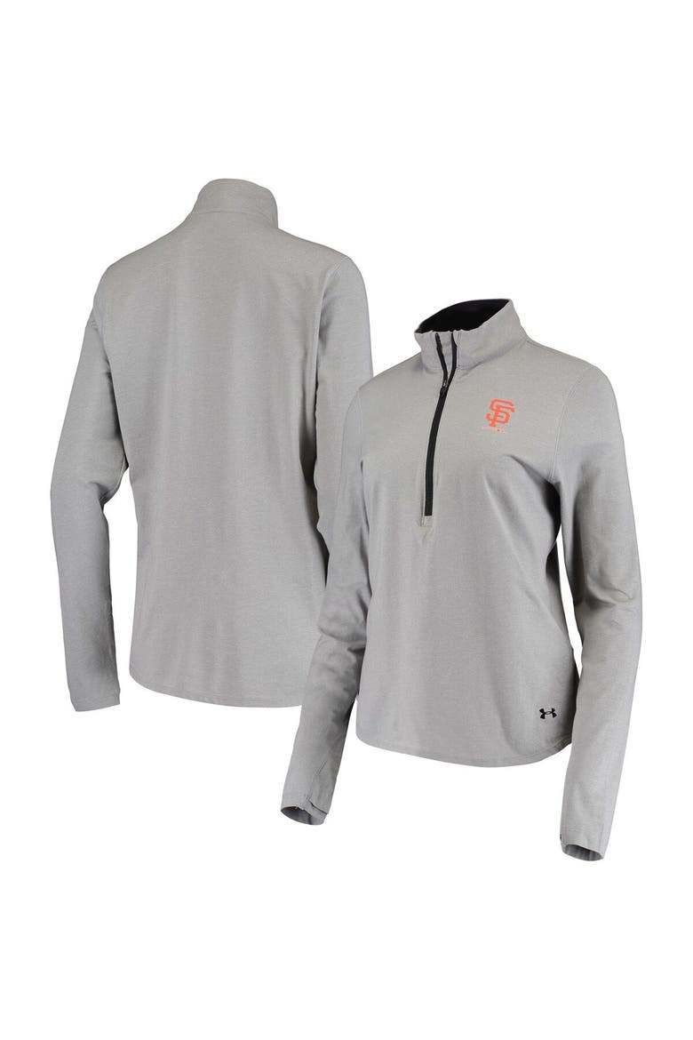Women's Under Armour Gray San Francisco Giants Tri-Blend Half-Zip Jacket, Main, color, GRAY