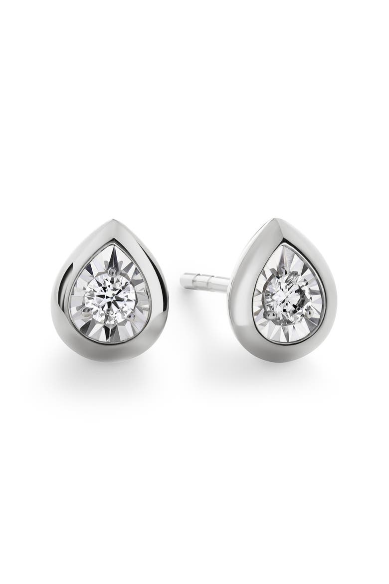 Lab Grown Diamond Pear Stud Earrings, Main, color, STERLING SILVER / LAB DIA