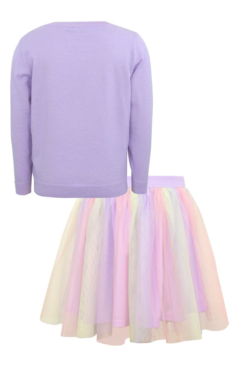 Zunie Kids' Sequin Bunny & Mesh Tutu Skirt Set, Alternate, color, Lilac/ Mult