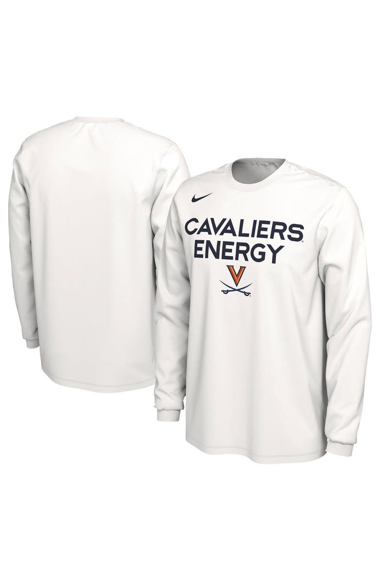 Nike Unisex Nike White Virginia Cavaliers 2024 On-Court Bench Energy Long Sleeve T-Shirt, Alternate, color,