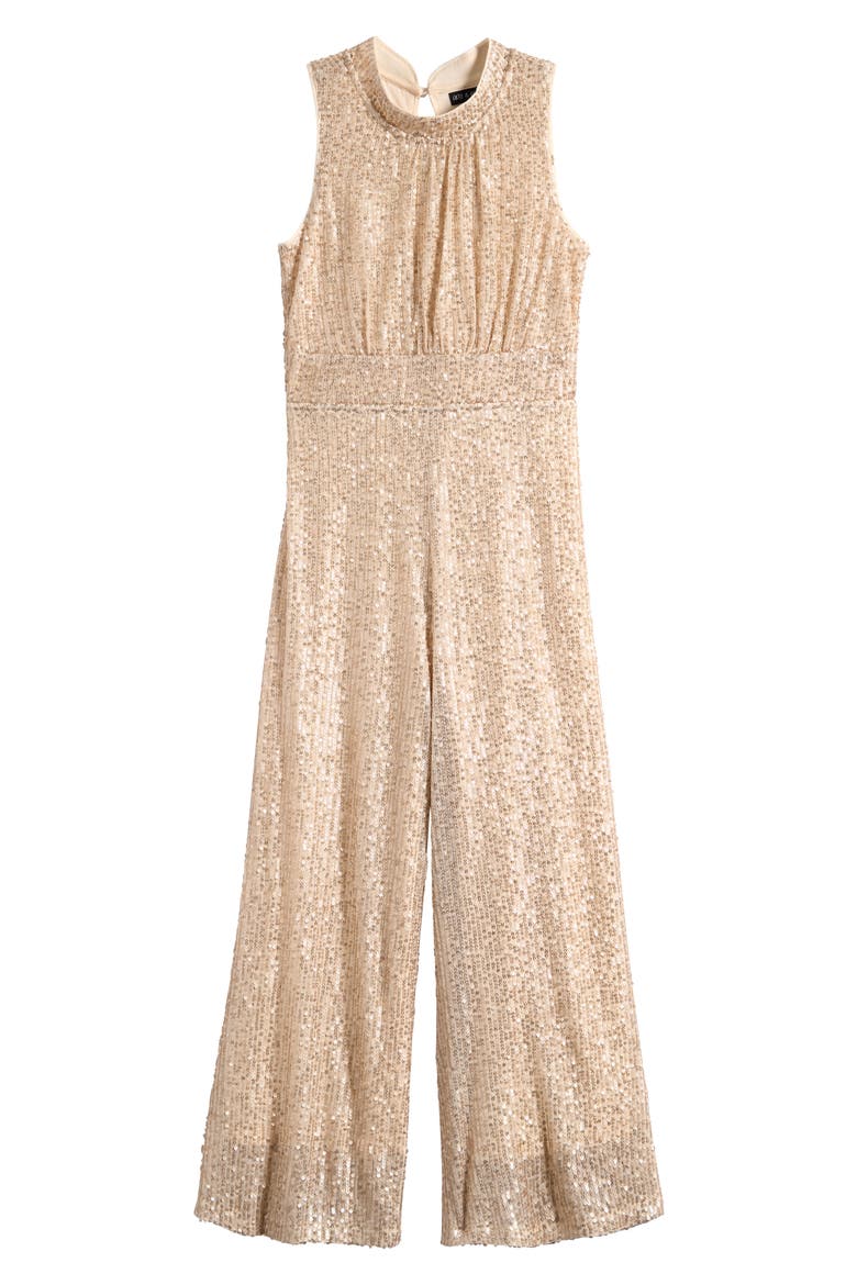 Kids' Sequin Mock Neck Jumpsuit, Main, color, ROSE GOLD