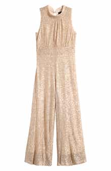Ava & Yelly Kids' Sequin Mock Neck Jumpsuit
