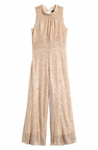Ava & Yelly Kids' Sequin Mock Neck Jumpsuit