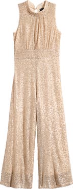 Ava & Yelly Kids' Sequin Mock Neck Jumpsuit