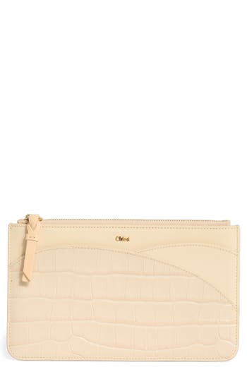 Chloé Croc Embossed Leather Zip Pouch