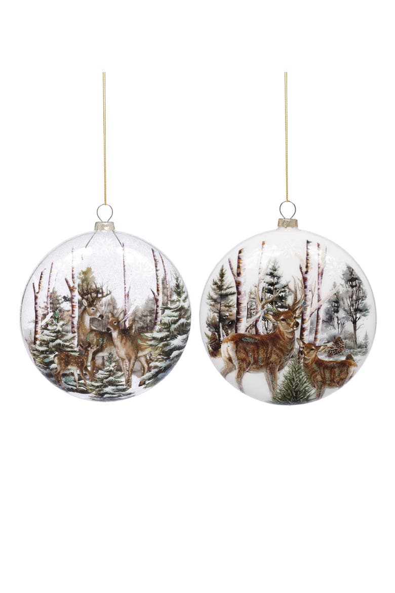 Deer Forest Ball Ornament, Set of 6, Main, color, Brown