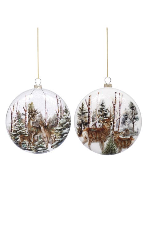Deer Forest Ball Ornament, Set of 6