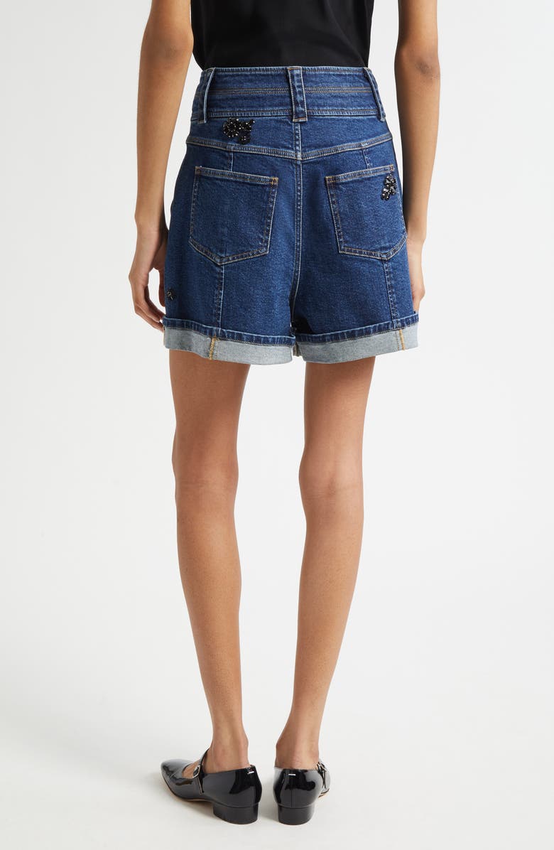 Cinq à Sept Embellished Cuffed Denim Shorts, Alternate, color, 