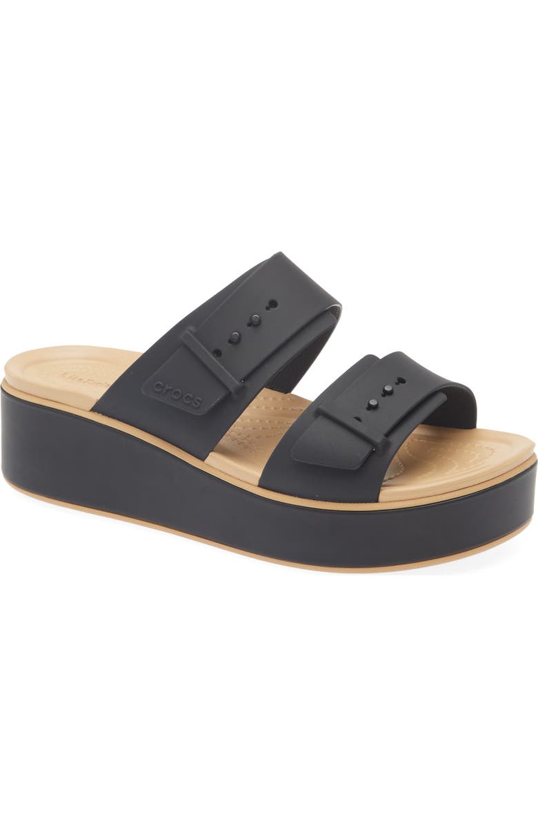 CROCS Brooklyn Platform Wedge Slide Sandal, Main, color, Black/ Cashew