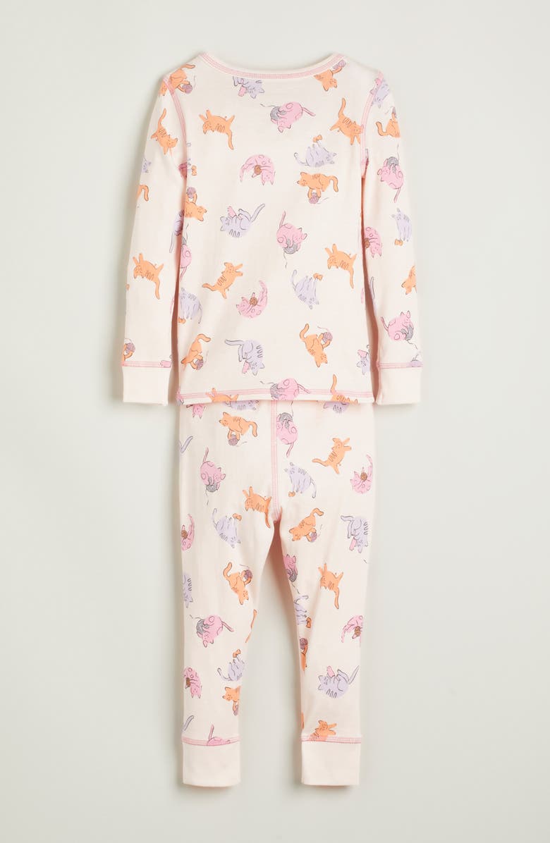 Nordstrom Kids' Print Fitted Cotton Two-Piece Pajama Set, Alternate, color, Pink Kittens Play